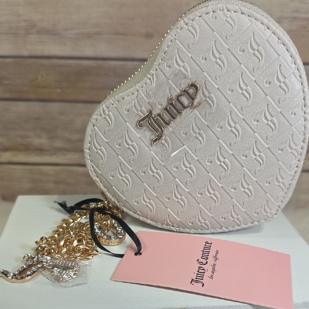 Juicy Couture Cream Heart-Shaped Mini Bag with Gold Hardware